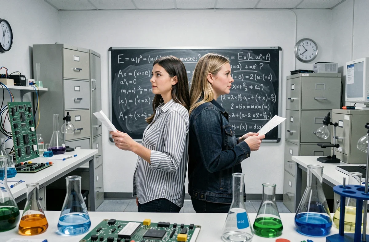 Deux joueuses dos à dos dans une escape room thème laboratoire illustrant une erreur de communication