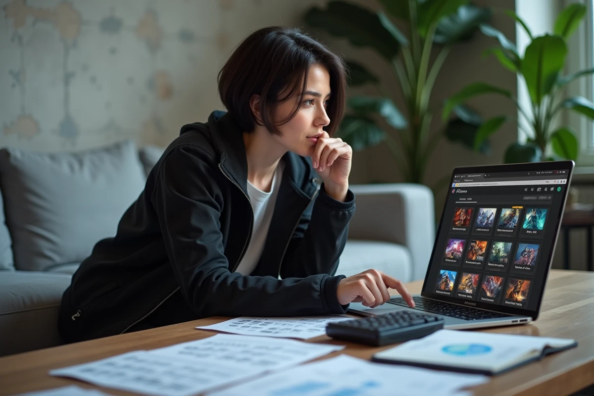Joueuse TFT étudiant des tier lists imprimées pour analyser un patch sans sites externes