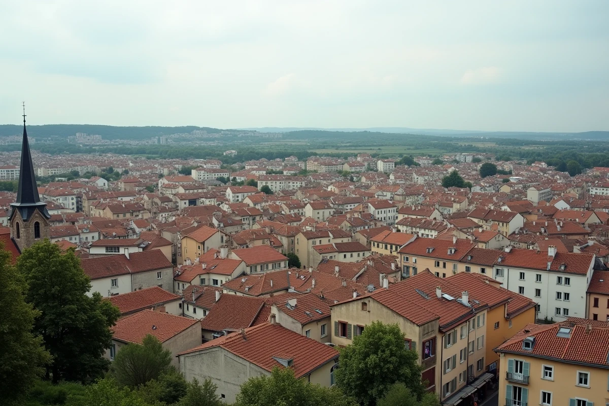 Vue panoramique d'une ville de province française aux loyers accessibles et au cadre de vie calme